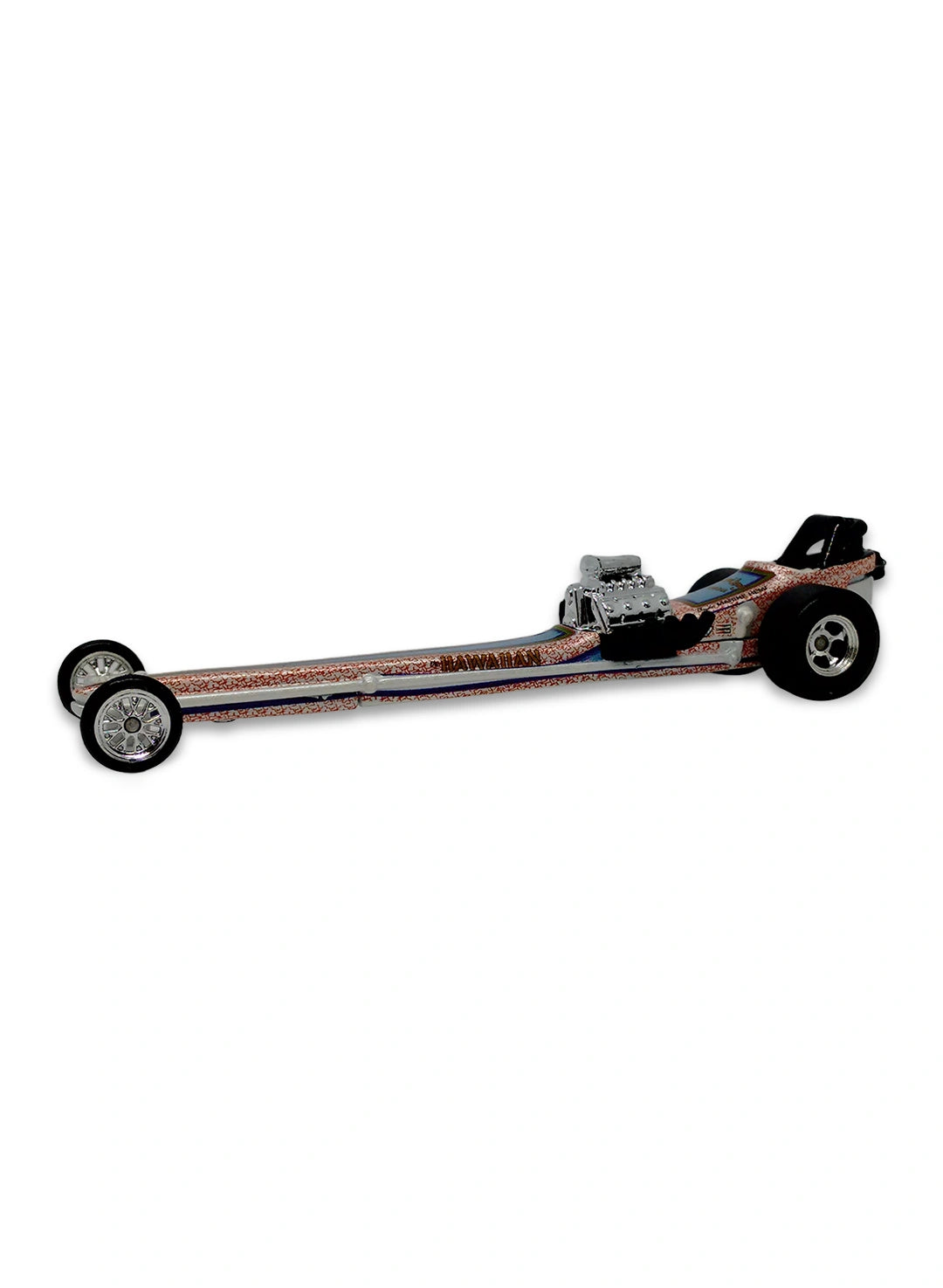Hot Wheels Dragstrip Demons 2010 Roland Leong's "Hawaiian" Front Engine Dragster 1:64 – Silver