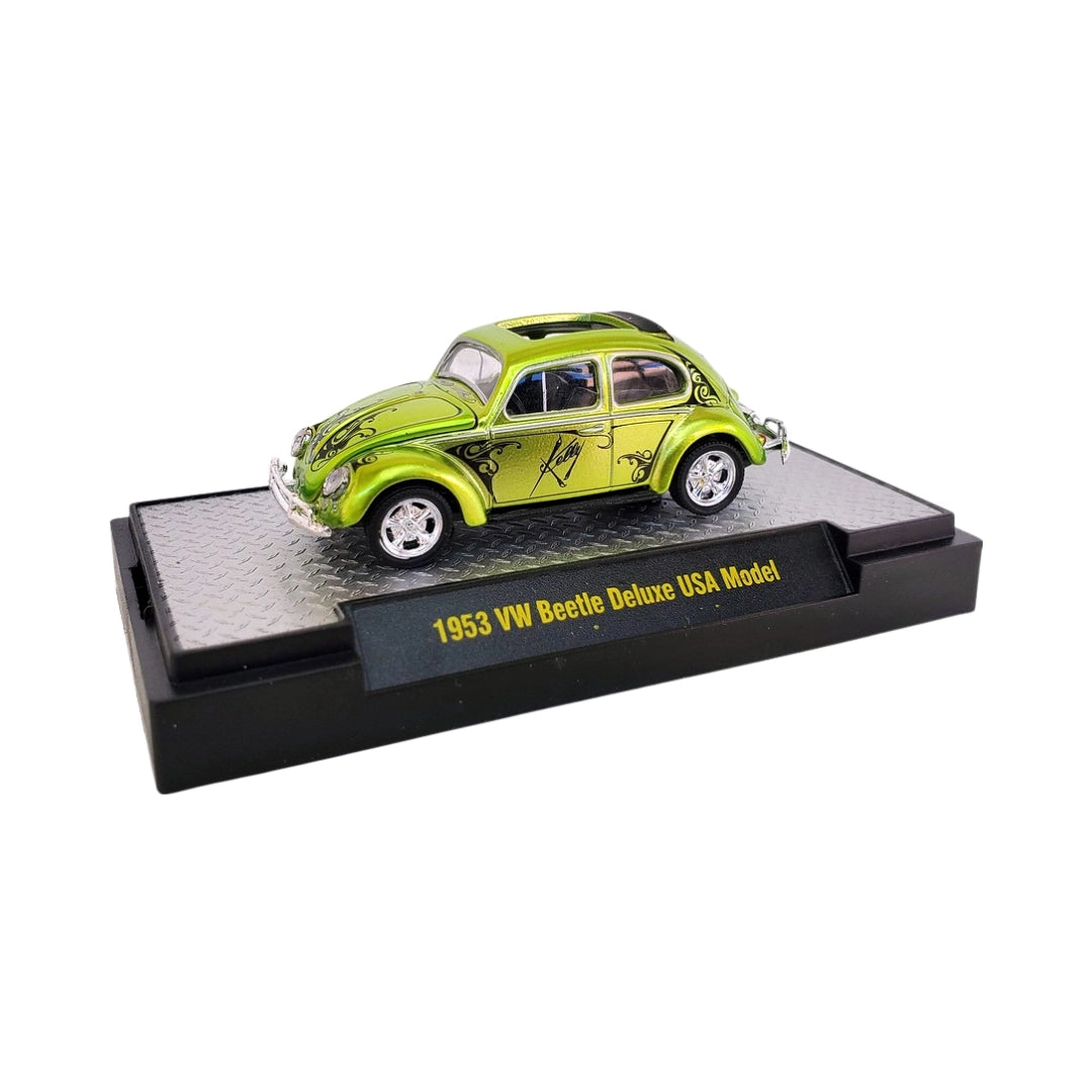 1953 VW Beetle Deluxe USA Model - Lime Green / Black Roof (Release S24 Chase)