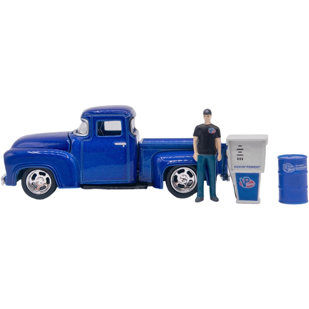 1956 Ford F-100 Truck Custom – Blue (V.P. Racing Fuels Livery, Figure & Accessories)