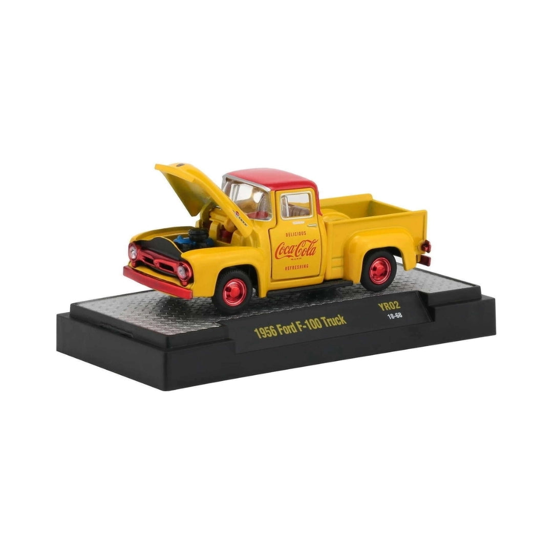 1956 Ford F-100 Truck – Yellow/Red (Coca-Cola Livery, Red Rims – Chase, Opening Hood)