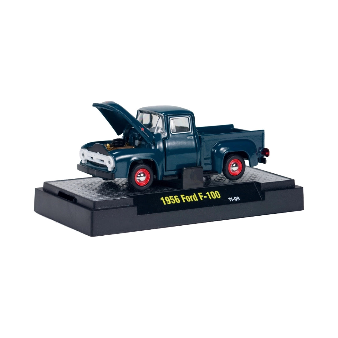 1956 Ford F-100 – Dark Green (Auto-Trucks, Red Rims, Opening Hood – Box Version)