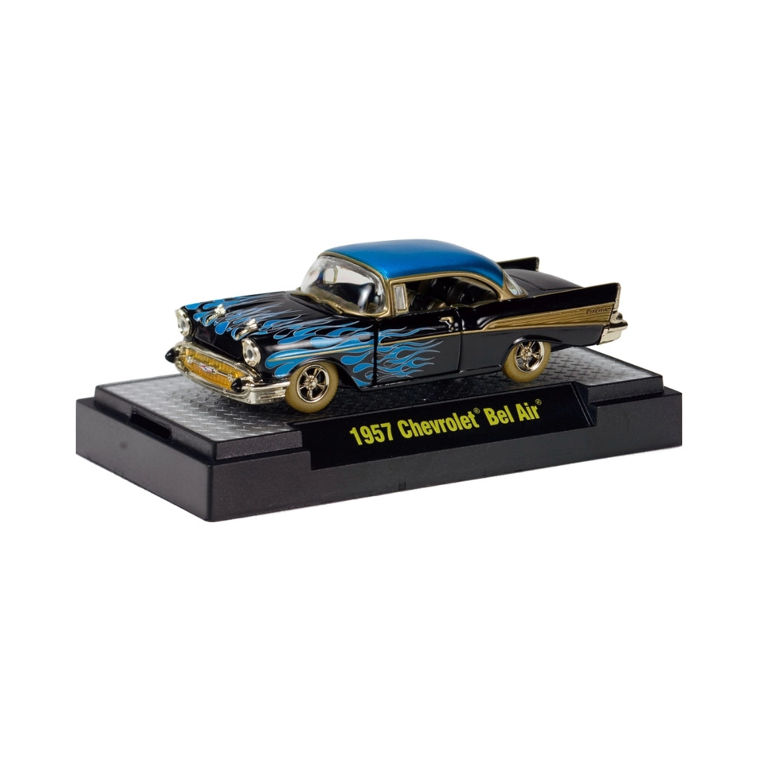 1957 Chevrolet Bel Air - Black & Blue Flames (Super Chase, Auto-Thentics Release S08, Collectables Corner)