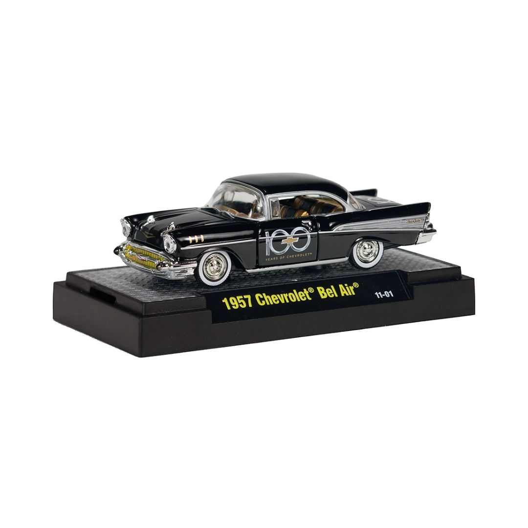 1957 Chevrolet Bel Air - Black & White “100 Years of Chevrolet” (Clamshell Blister Packaging)