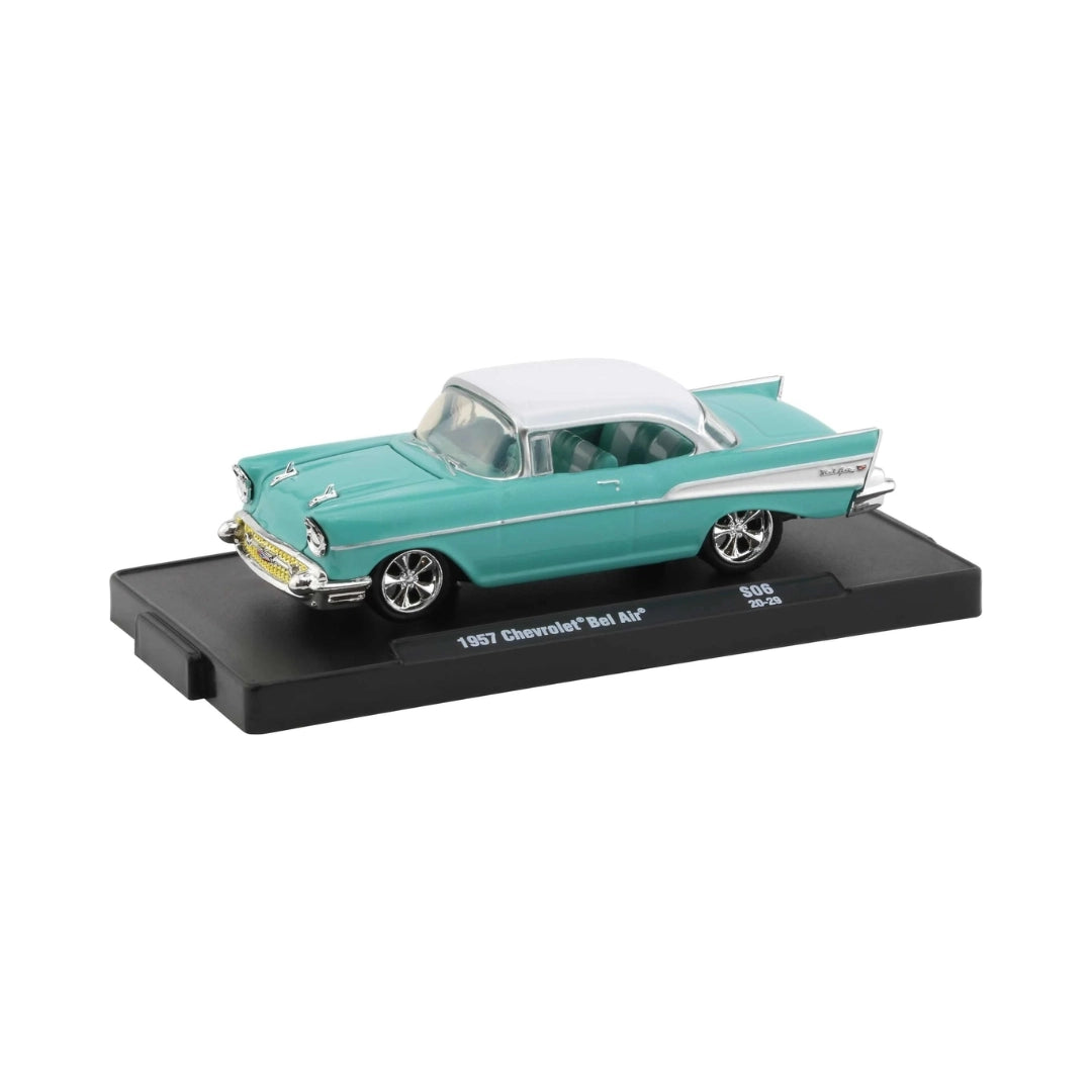 1957 Chevrolet Bel Air - Mint Green & White (Walmart Exclusive, Auto-Drivers Release S06)