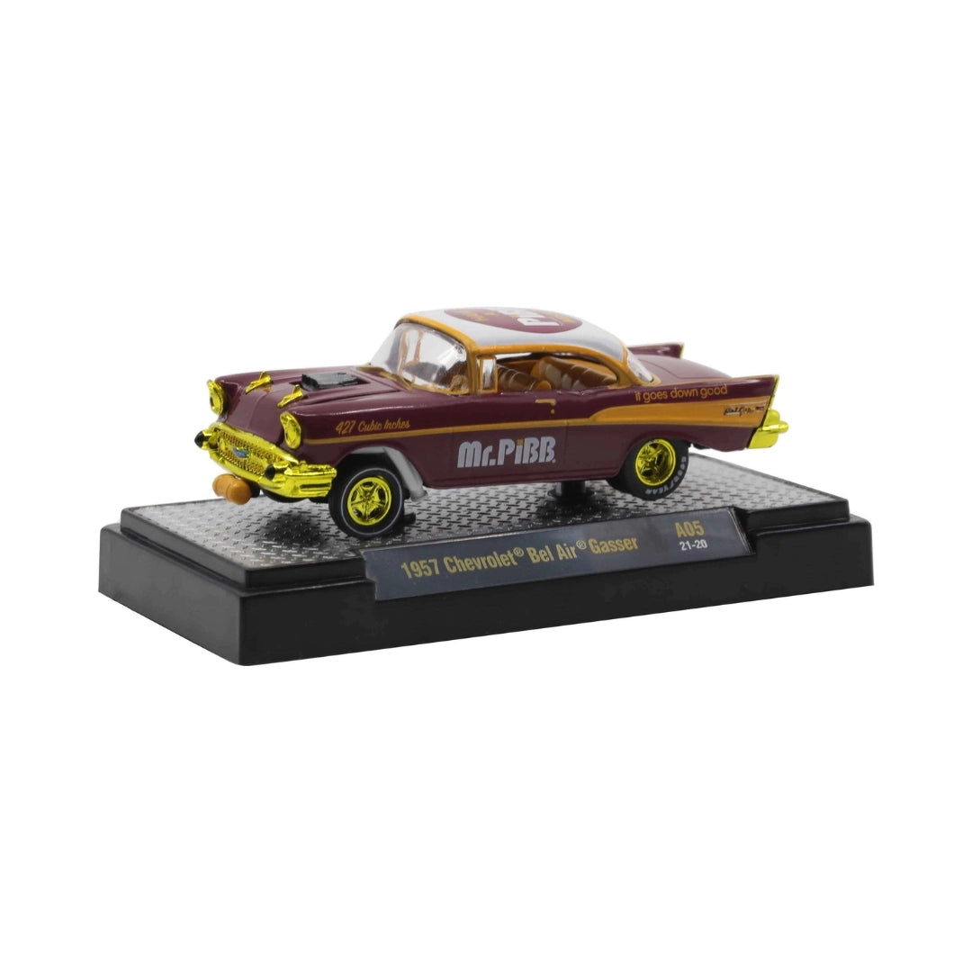 1957 Chevrolet Bel Air Gasser - Brown & Yellow “Mr. Pibb” (Chase, Release A05)