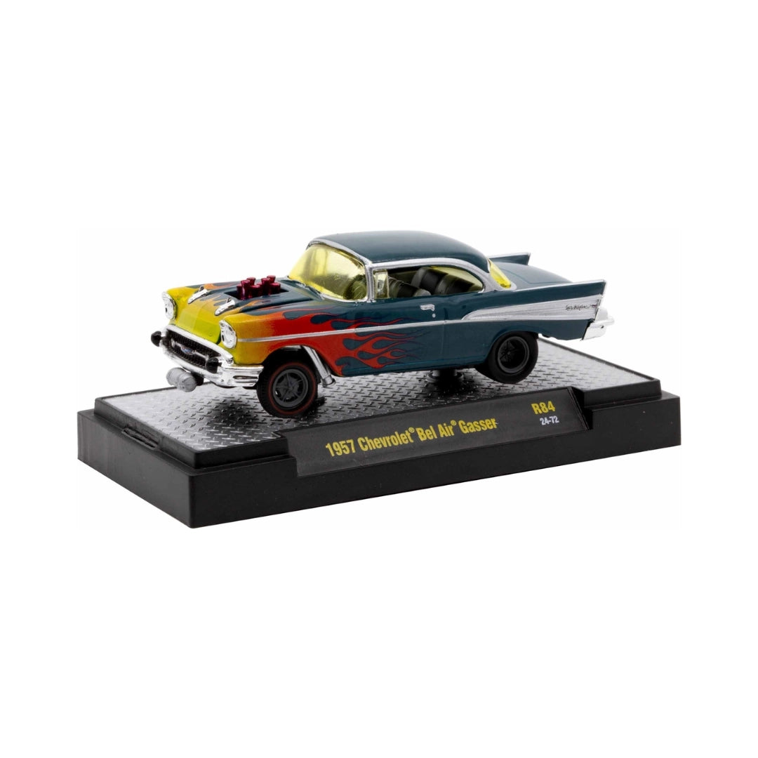 1957 Chevrolet Bel Air Gasser - Grey & Yellow with Red Flames (Release 84)