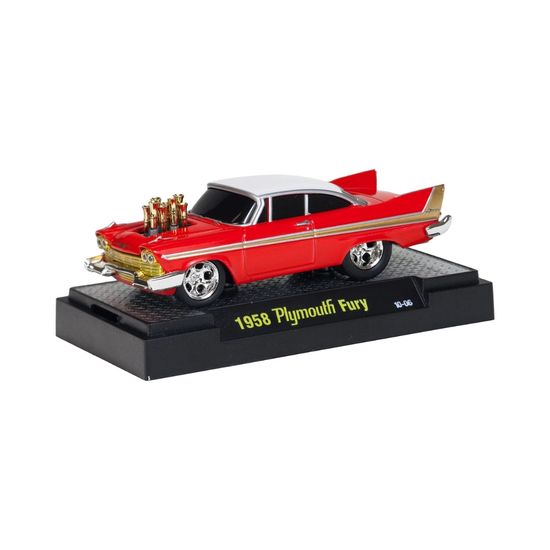 1958 Plymouth Fury - Red/White (Gold Engine Blower, Clamshell Blister)
