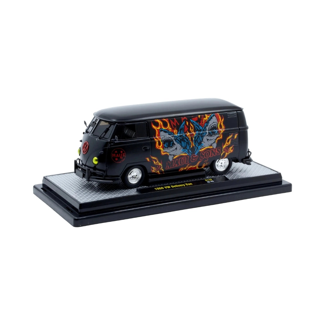 1960 VW Delivery Van - Black (Silver Chrome Rims, Black Interior & Details)