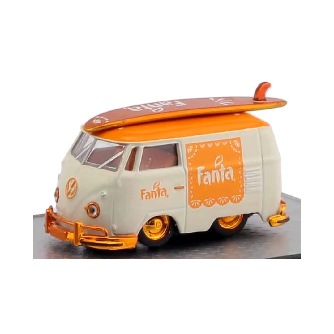 1960 VW Delivery Van - Fanta Surf Van with Orange Surfboard, Orange Chrome Rims & Details (Coca-Cola Auto-Haulers TW06 Chase)