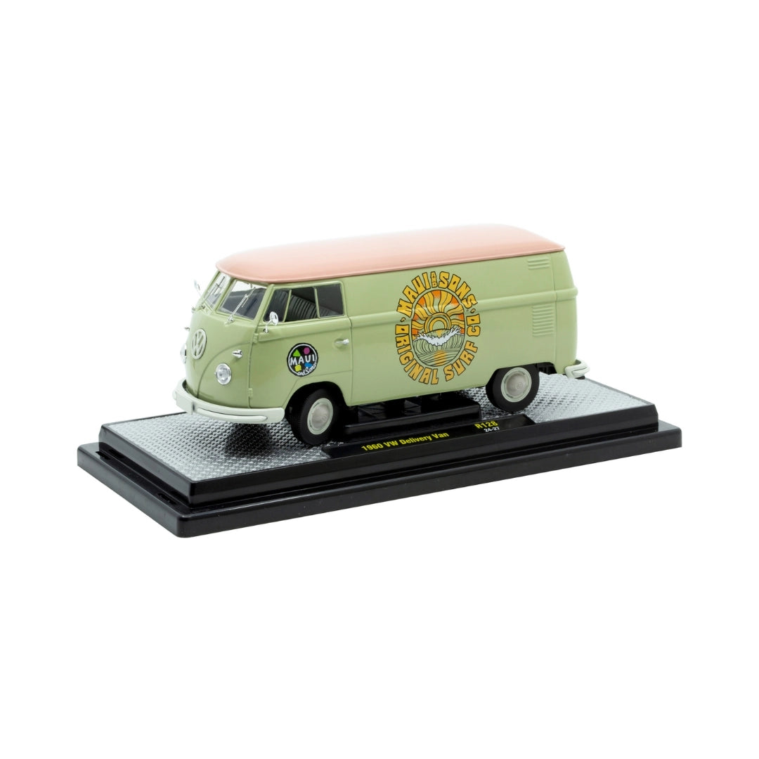 1960 VW Delivery Van - Light Green/Pink Roof (White Rims & Bumpers, Silver Chrome Details, Black Interior)