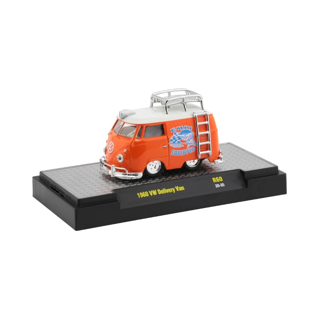 1960 VW Delivery Van - Orange EMPI Equipped with Silver Roof Rack & Ladder (Auto-Thentics Release 60 Premium Range)