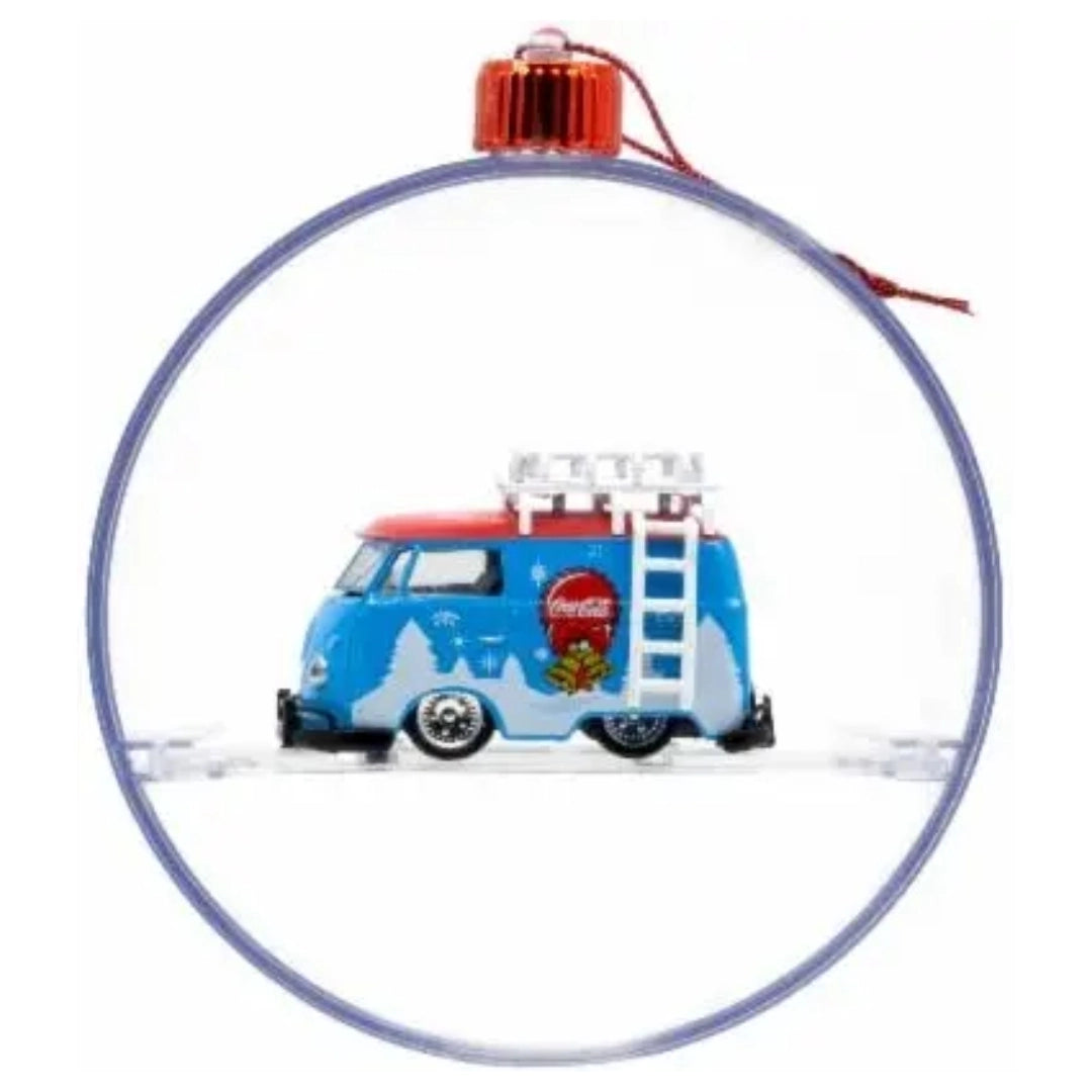 1960 VW 'Shorty' Delivery Van - Blue Coca-Cola Holiday Ornament with Roof Rack (AutoZone Exclusive)