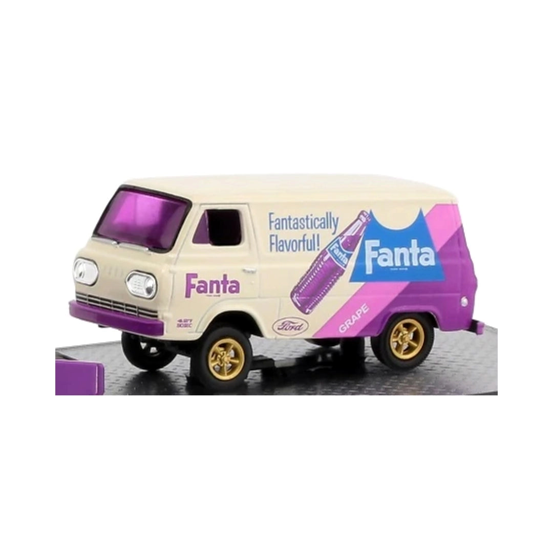 1964 Ford Econoline Delivery Van Gasser - White/Purple (Fanta, Gold Rims)