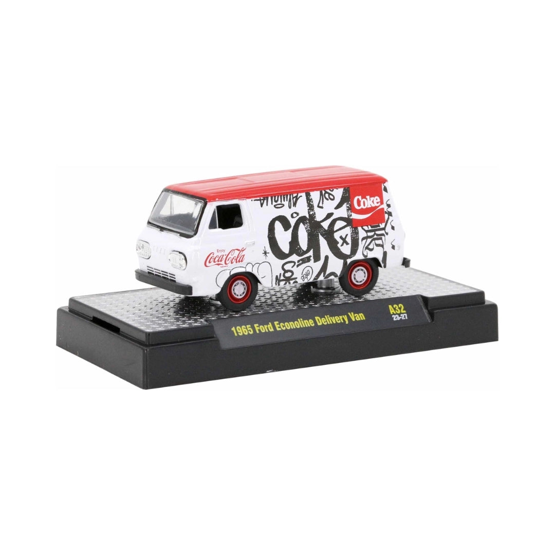1965 Ford Econoline Delivery Van - White/Red (Coca-Cola, White Headlights, Silver Hubcaps, Black Details & Interior)