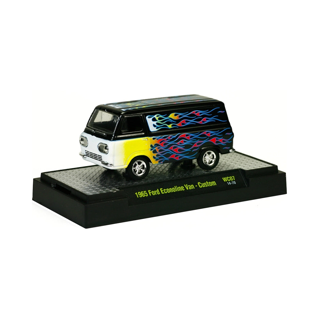 1965 Ford Econoline Van Custom - Black/Yellow Flames (Silver Chrome Details, Black Interior)