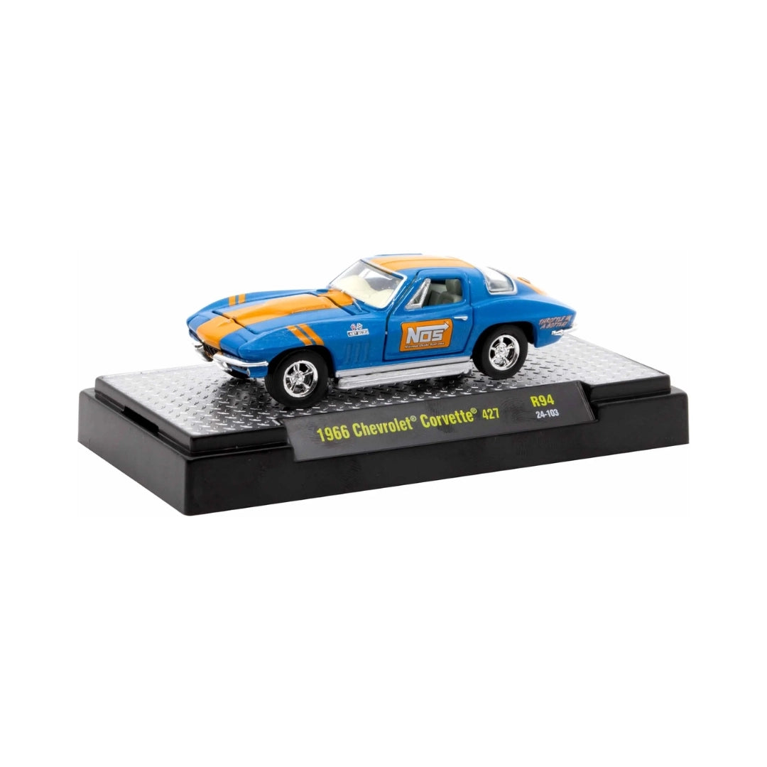 1966 Chevrolet Corvette 427 – Blue (Chrome Rims, Orange Racing Stripes, NOS Livery)