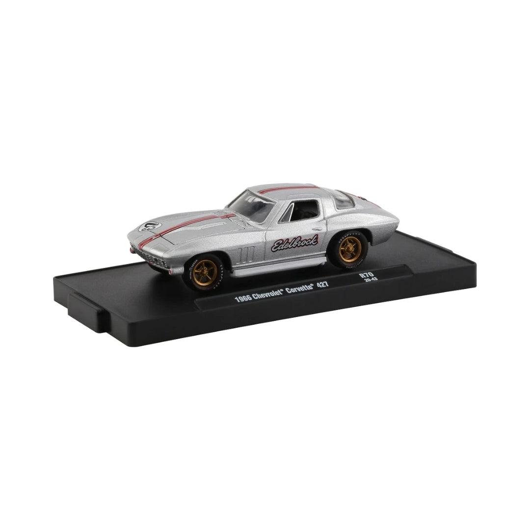 1966 Chevrolet Corvette 427 – Silver (Red Pinstripes, Gold/Black Rims, Edelbrock Livery)
