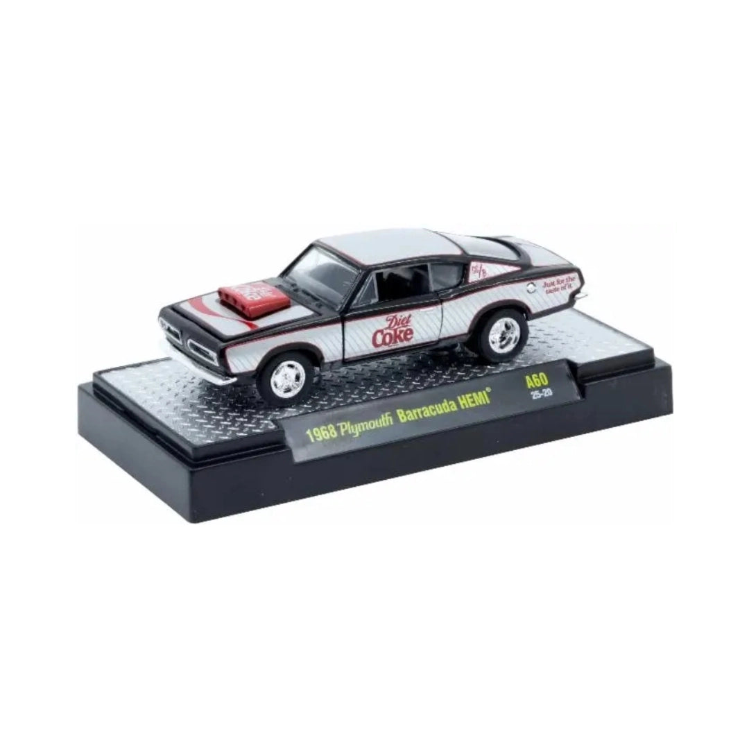 1968 Plymouth Barracuda HEMI – White & Black (Diet Coke Livery, Silver Chrome Rims & Black Interior)