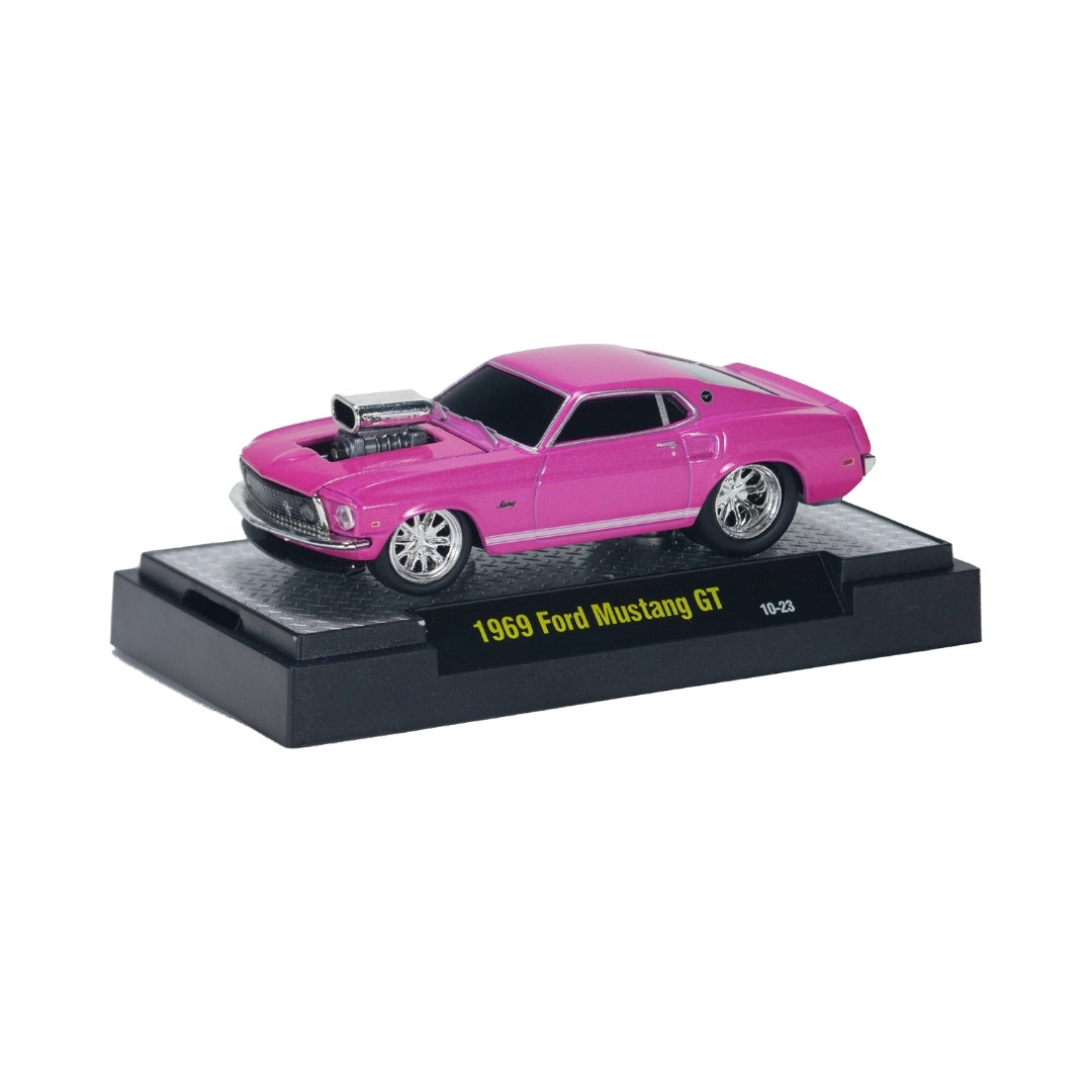 1969 Ford Mustang - Pink, Silver Chrome Details, Gray Motor Block (Box Packaging)