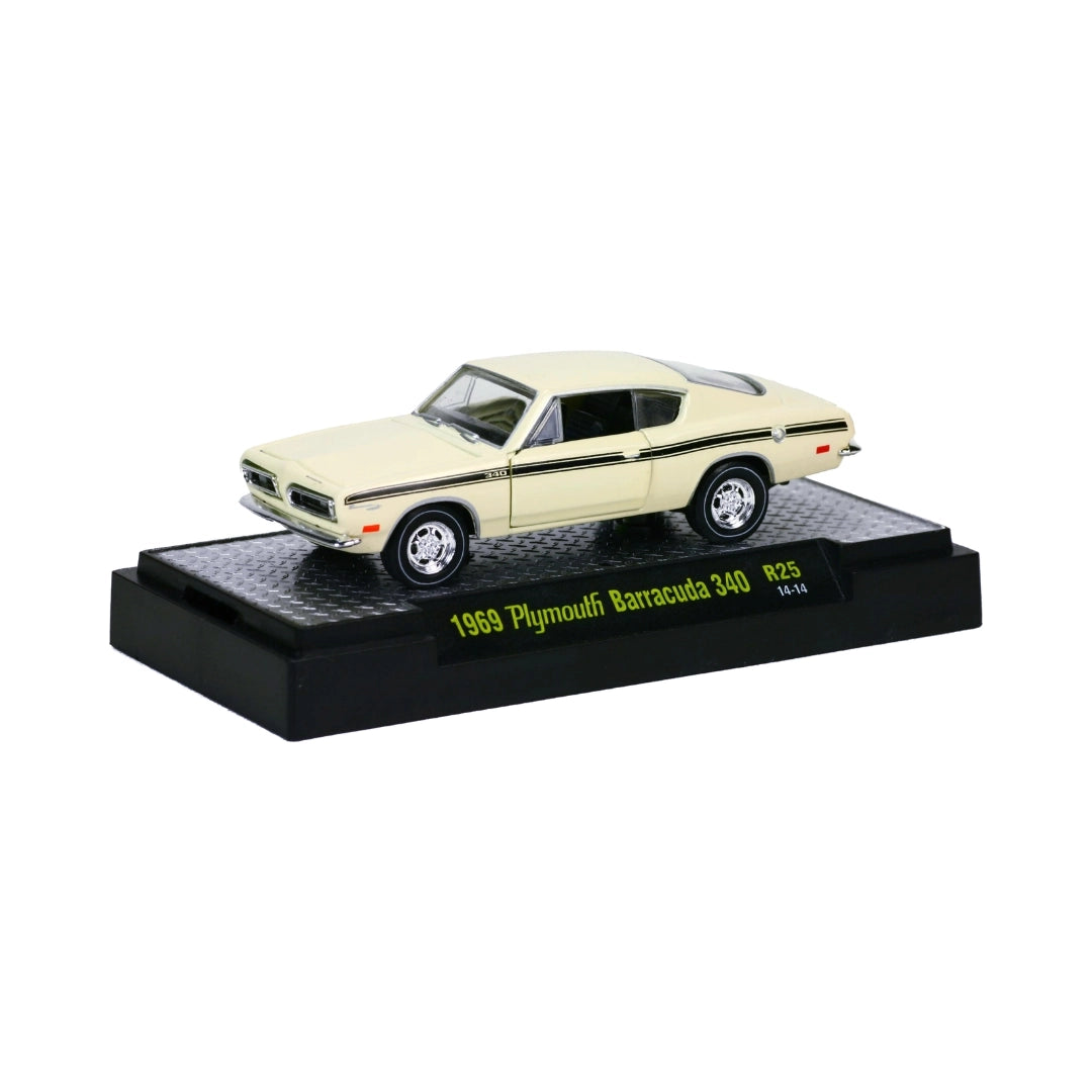 1969 Plymouth Barracuda 340 – Cream (Body-Colored Roof, Whitewall Tires)