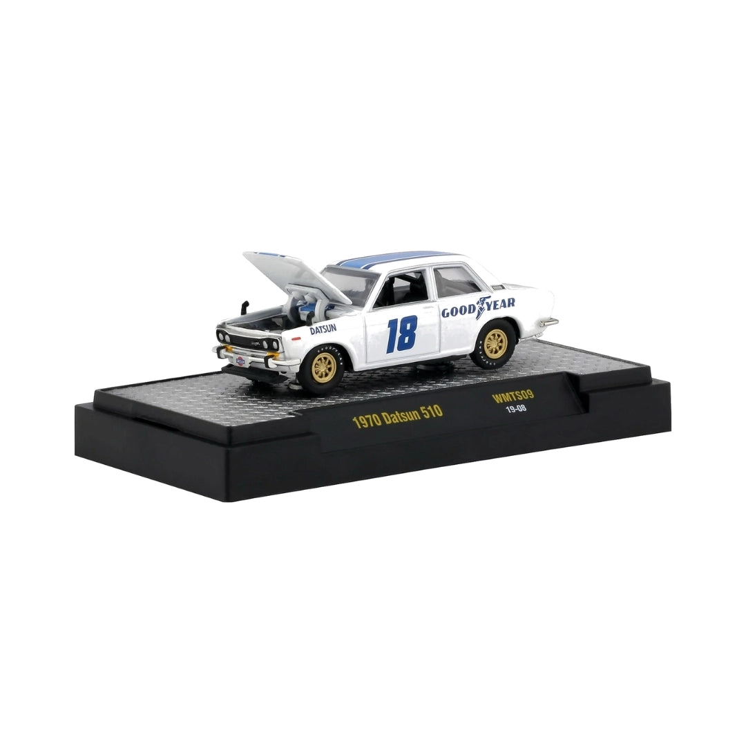 1970 Datsun 510 – Goodyear Livery (Gold Rims and Opening Hood)