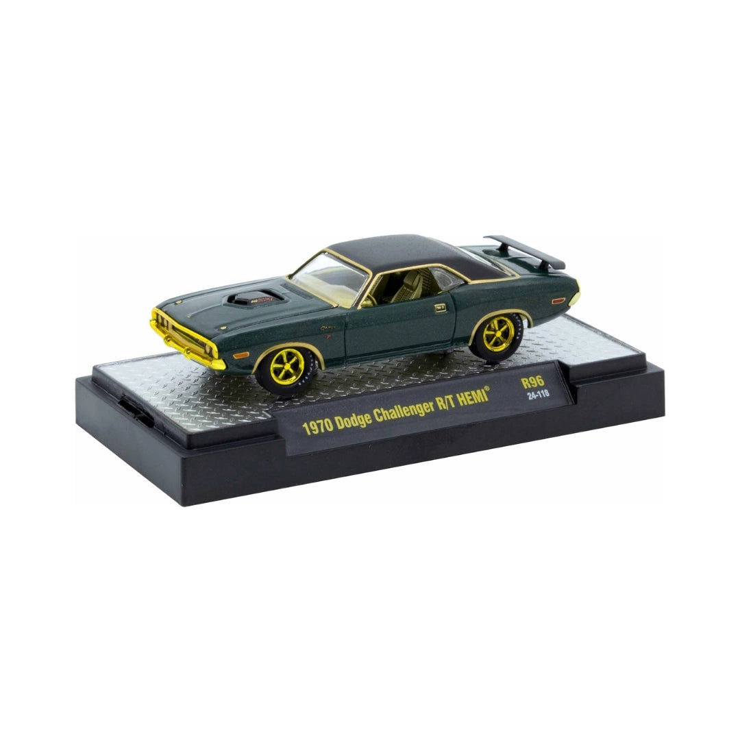 1970 Dodge Challenger R/T HEMI Dark Green Yellow Chrome Details Brass Interior Chase