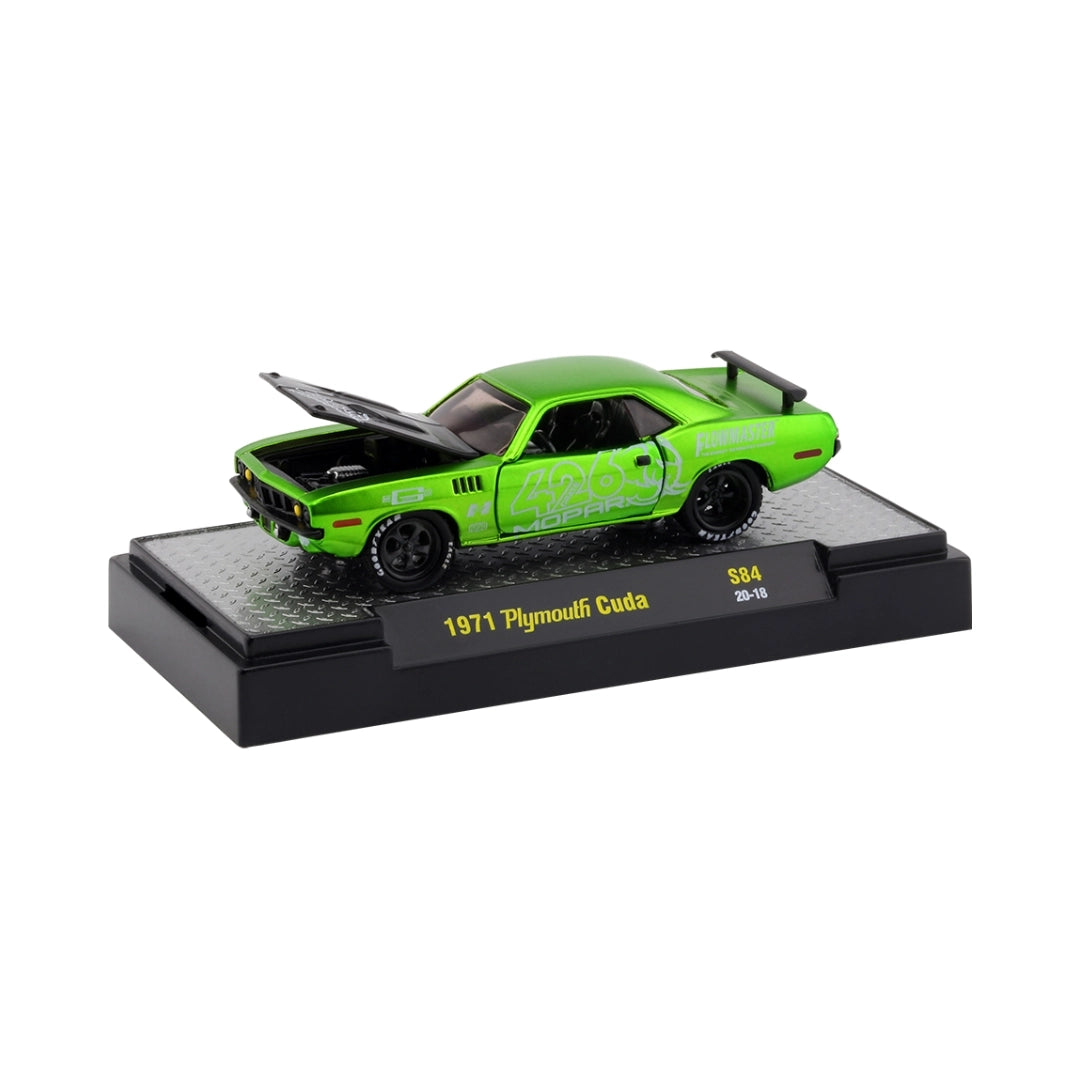 1971 Plymouth Cuda - Lime Green (Black Hood, Black Rims, 426 Graphics)