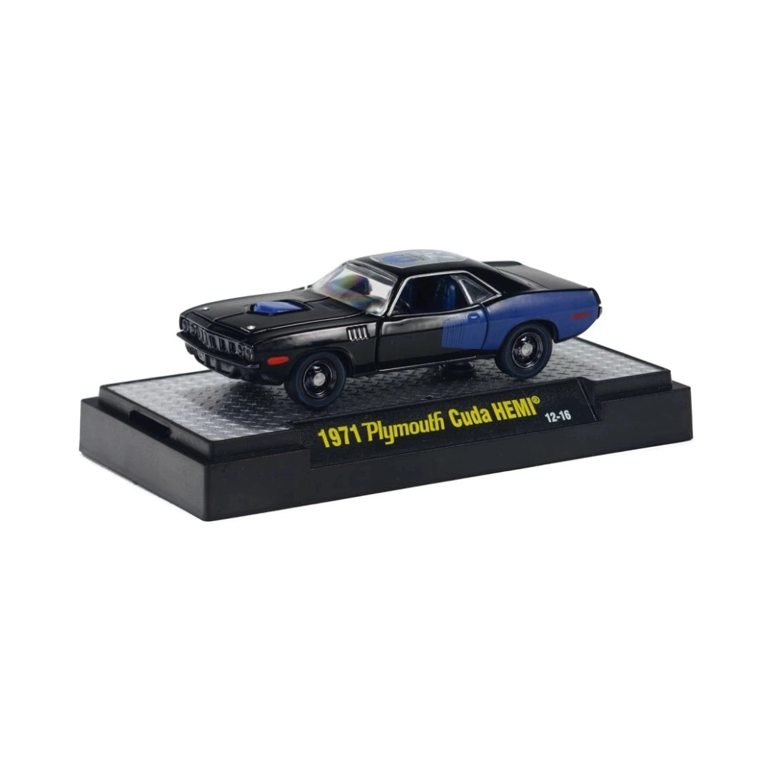 1971 Plymouth Cuda HEMI - Black & Blue (Blue Engine, Blue Interior) - Box