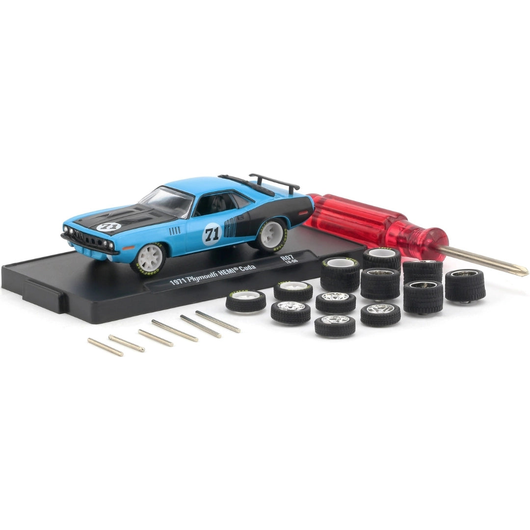 1971 Plymouth HEMI Cuda - Blue & Black (#27 Graphics, Chrome Rims)