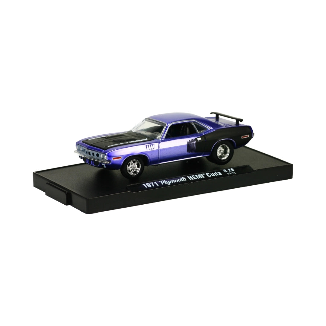 1971 Plymouth HEMI Cuda - Purple & Black (Chrome Rims) - Blister Card