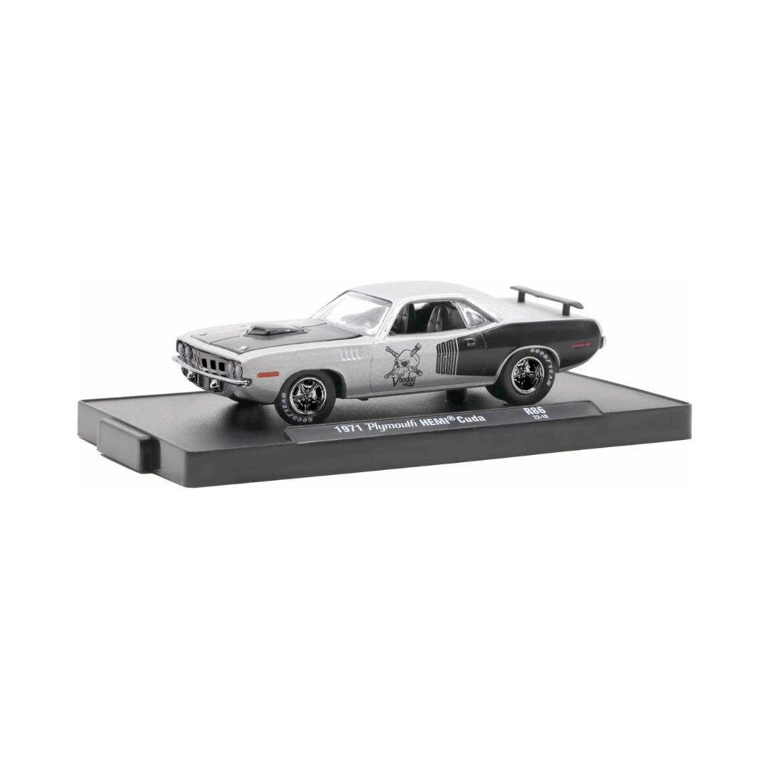 1971 Plymouth HEMI Cuda - Silver & Black (Voodoo Graphics, Chrome Rims)