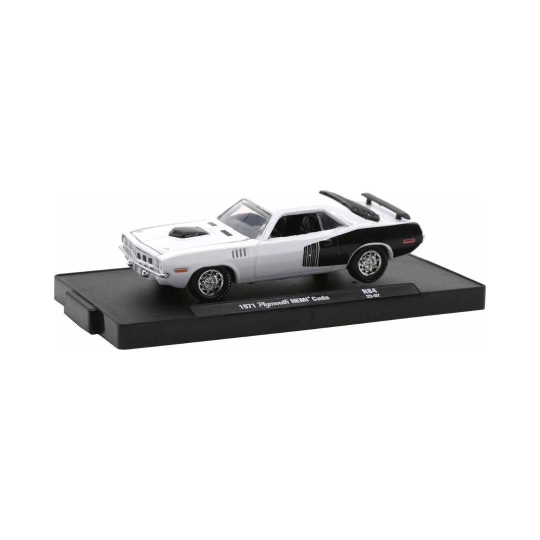 1971 Plymouth HEMI Cuda - White & Black (Silver Rims, Black Interior)