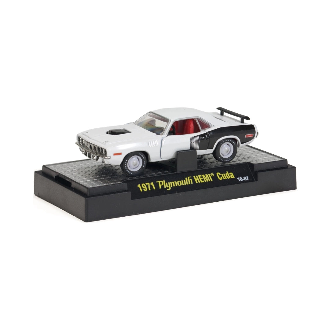 1971 Plymouth HEMI Cuda - White & Black (White Steel Rims, Red Interior) - Box