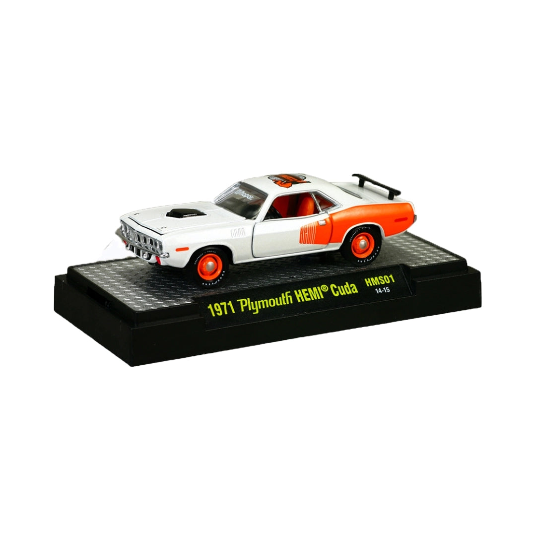 1971 Plymouth HEMI Cuda - White & Orange (Orange Rims, Silver Chrome Details)