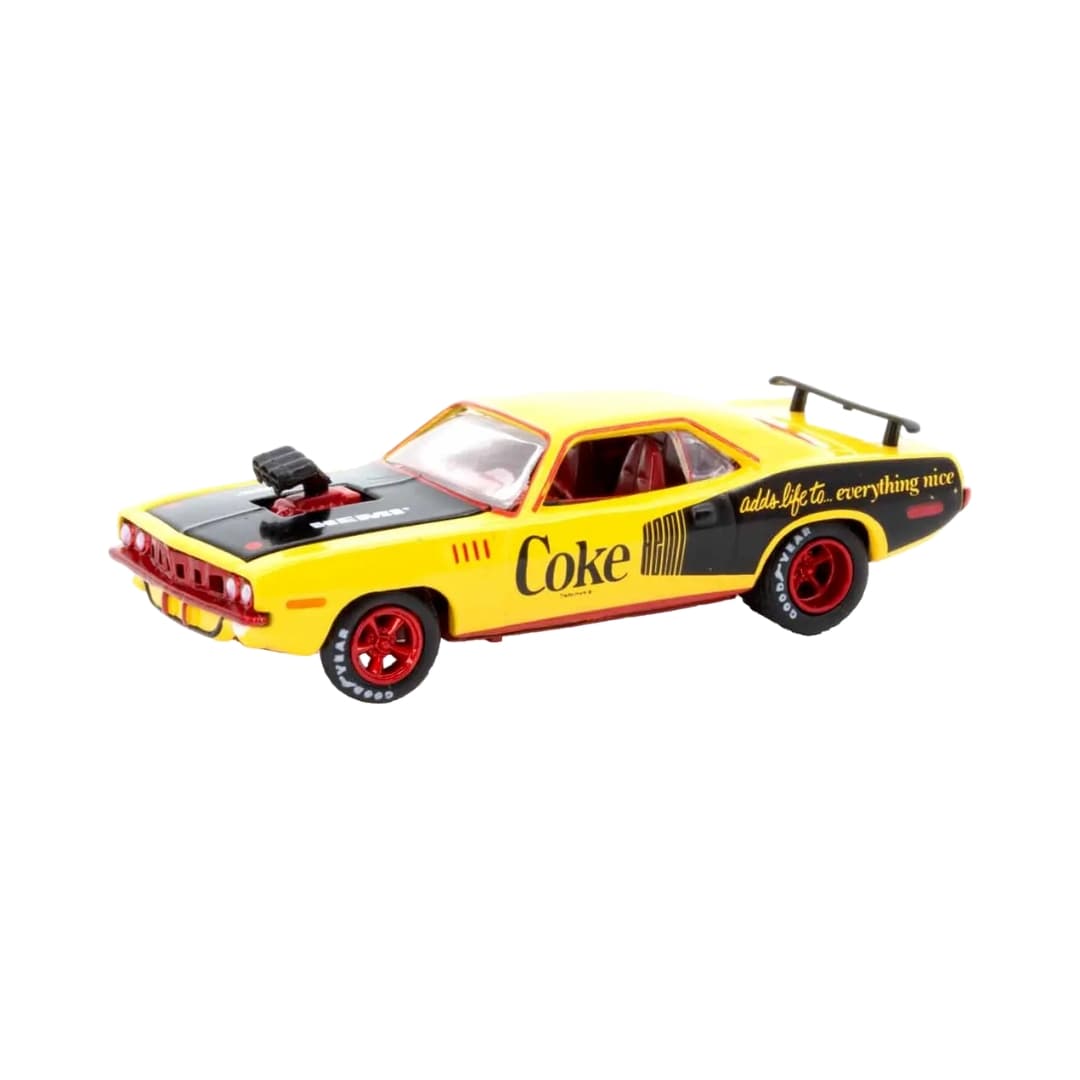 1971 Plymouth HEMI Cuda - Yellow & Black (Red Chrome Rims, Coke Graphics)