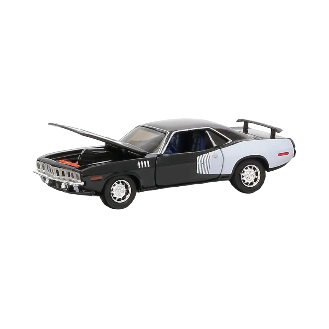 1971 Plymouth Hemi Cuda - Black & Silver (Chrome Rims, Hood Open)