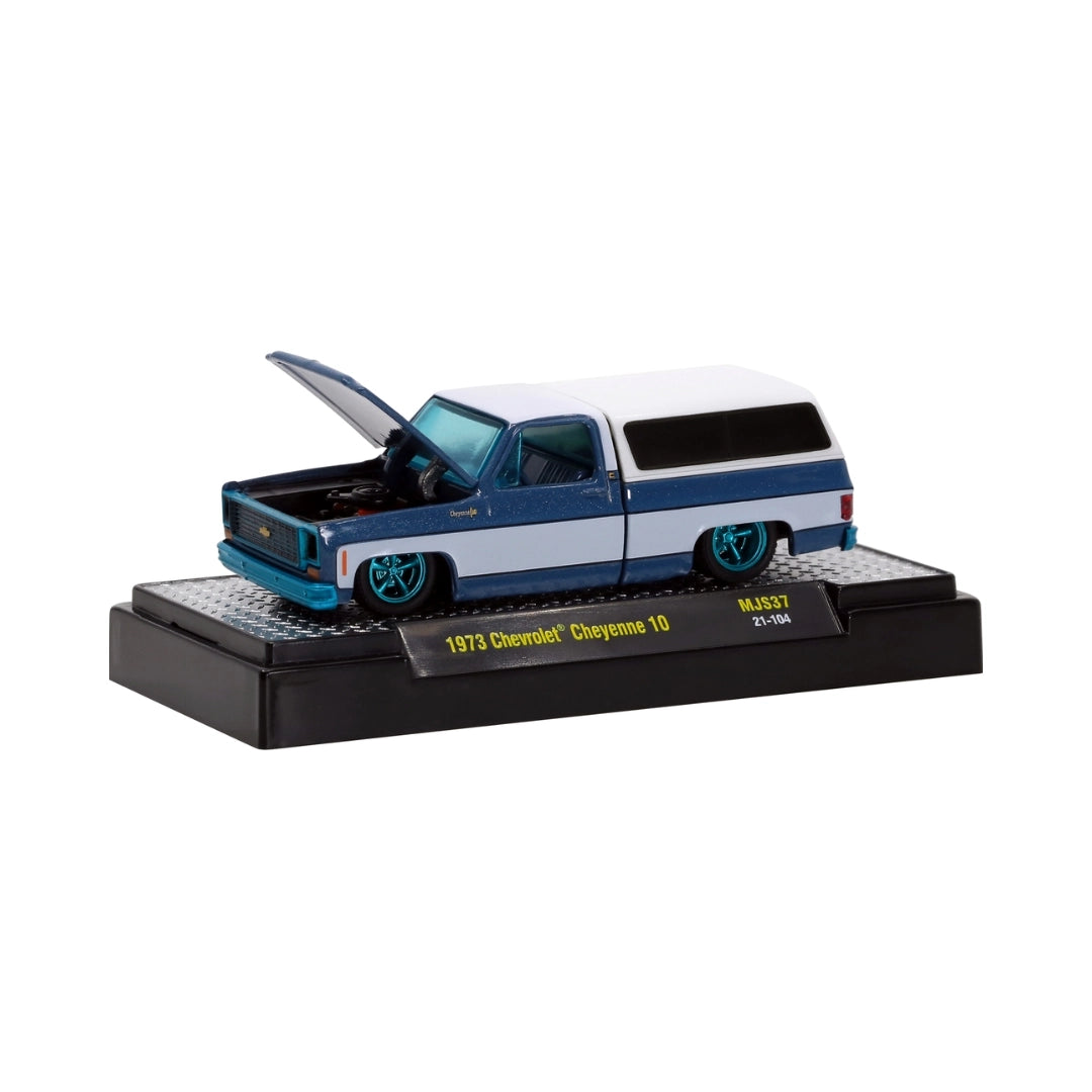 1973 Chevrolet Cheyenne 10 - Blue & White SUV Chase (Teal Chrome Details, Teal Interior, Teal Tinted Windows)