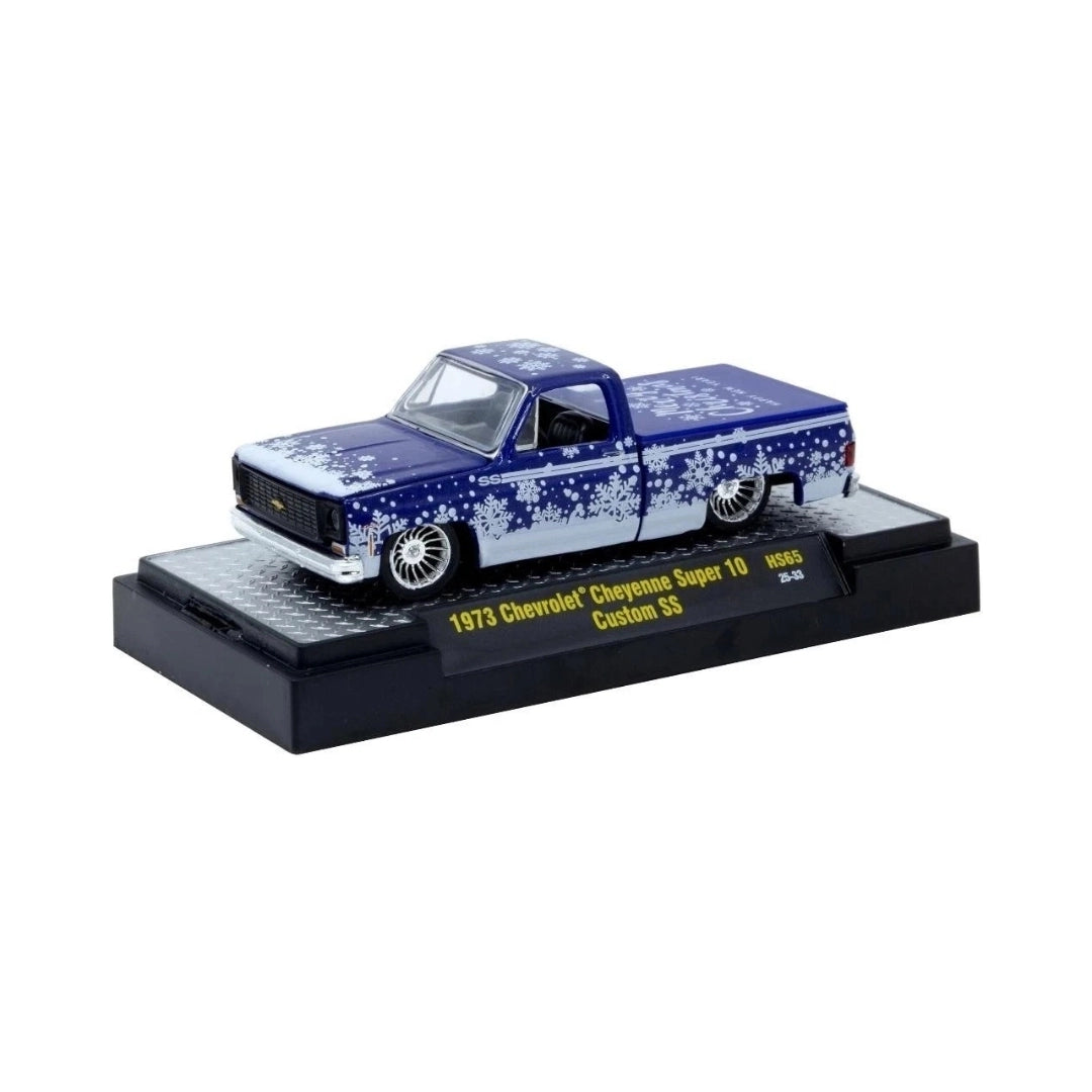 1973 Chevrolet Cheyenne Super 10 - Custom SS Blue Snowflake (Silver Chrome Rims & Bumper, Black Interior)