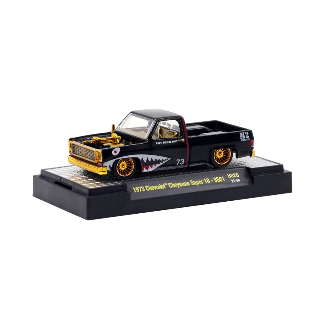1973 Chevrolet Cheyenne Super 10 - SS01 Black Chase (Yellow Chrome Details, Gold Interior, Capt. Square Body)
