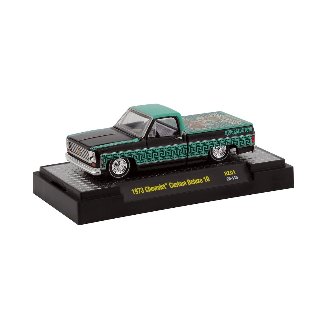 1973 Chevrolet Custom Deluxe 10 - Black & Teal Promotional Truck Chase (Gold Chrome Details, Gold Interior)