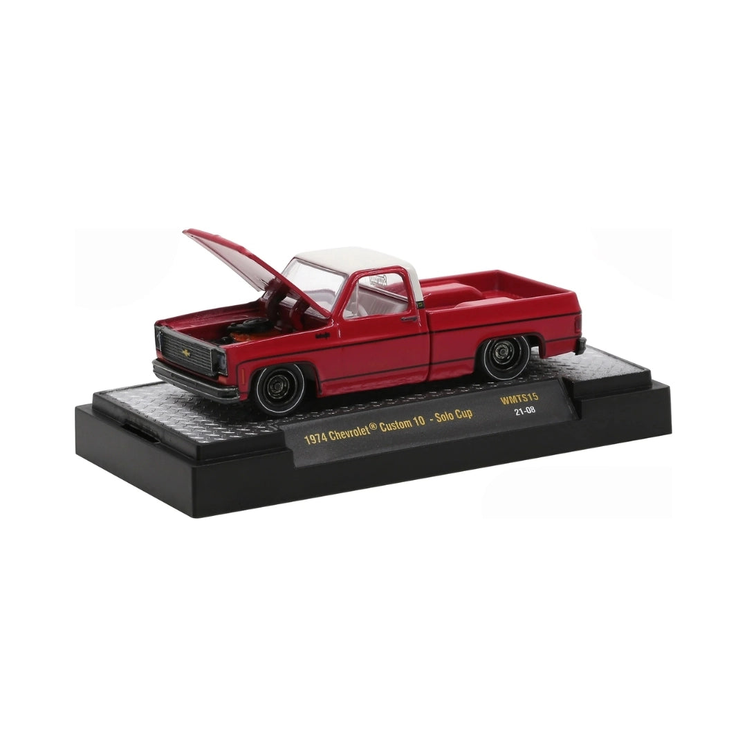 1974 Chevrolet Custom 10 - Solo Cup Red / Silver Chrome Details, Black Interior