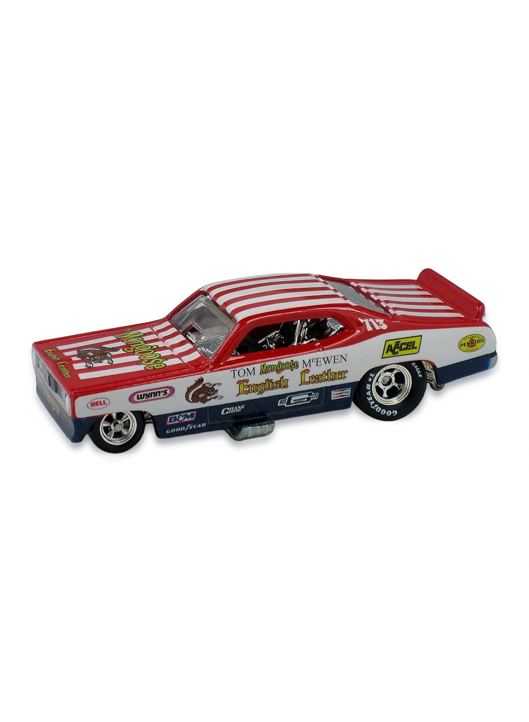 Hot Wheels Dragstrip Demons 2009 '74 English Leather Plymouth Duster 1:64 – Red & White