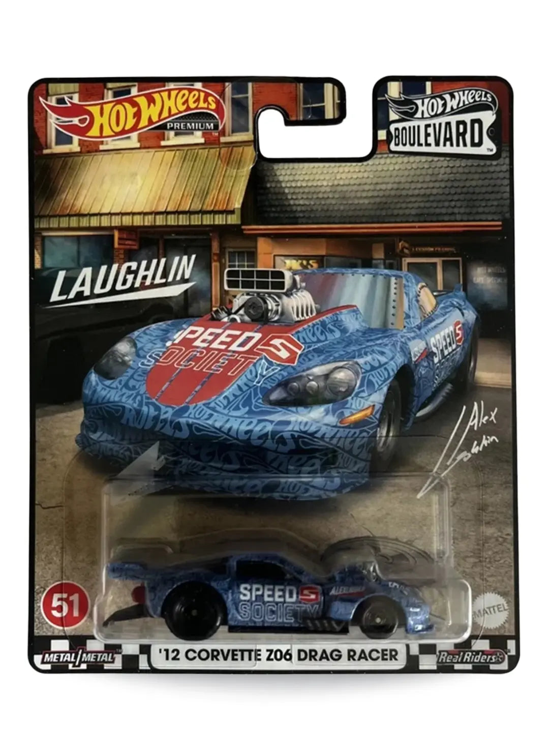 Hot Wheels Boulevard (After 2013) – 2022 Chevrolet '12 Corvette Z06 Drag Racer 1:64 - Metalflake Dark Blue