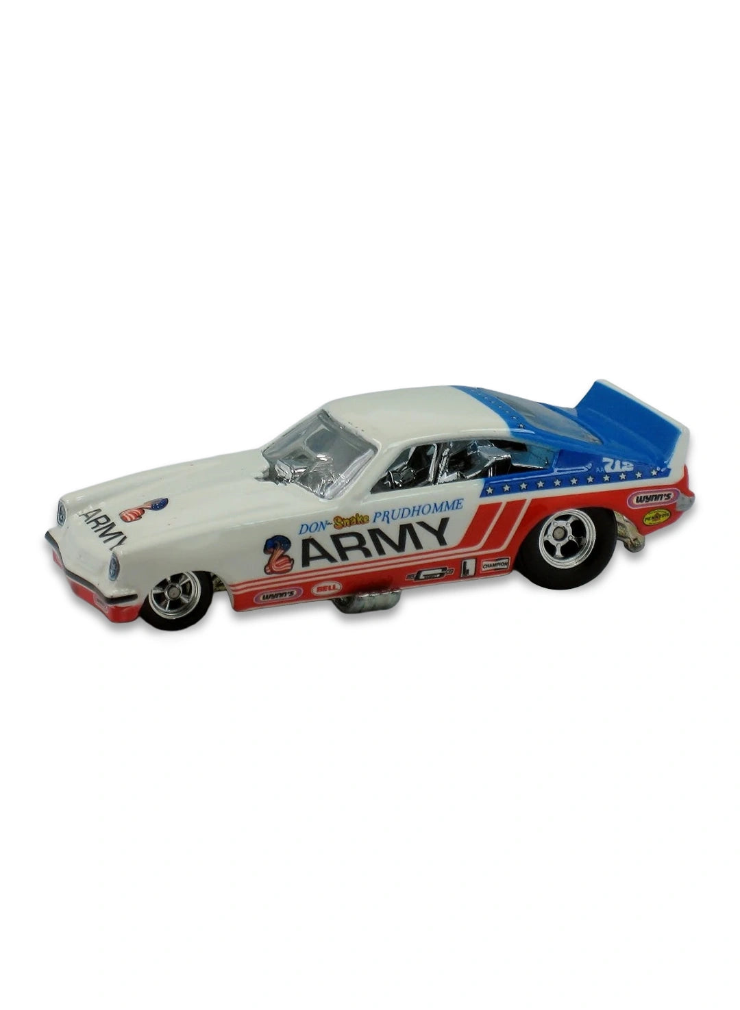Hot Wheels Dragstrip Demons 2009 Don Prudhomme's Army Snake Vega 1:64 – White, Red & Blue