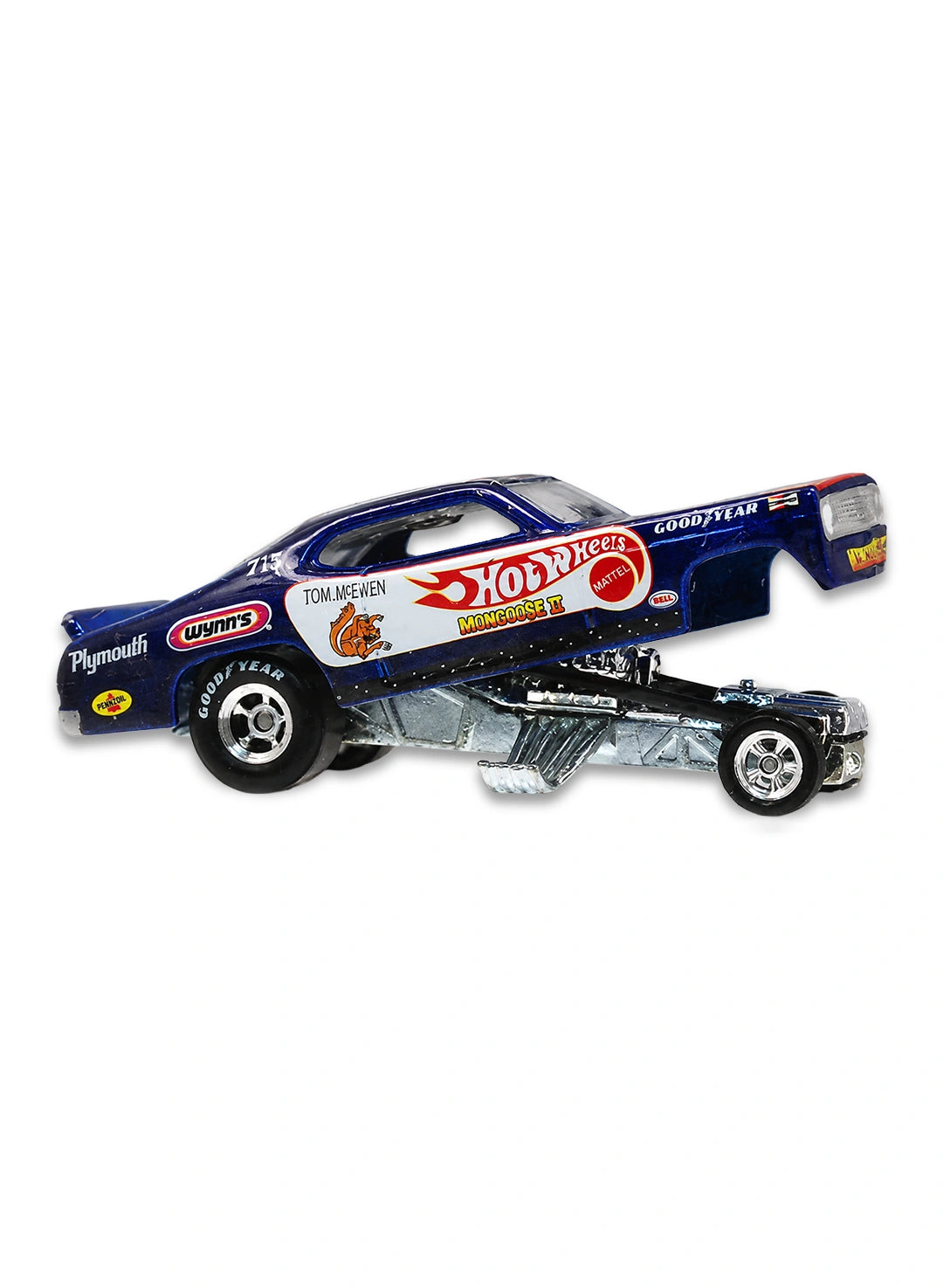 Hot Wheels Dragstrip Demons 2009 Tom McEwen's Mongoose II Plymouth Duster 1:64 – Blue, White & Red