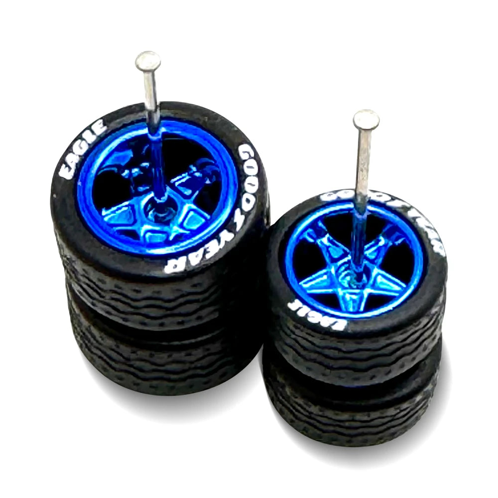 5 Star Staggered 10mm / 12mm Blue + Lettered Tire