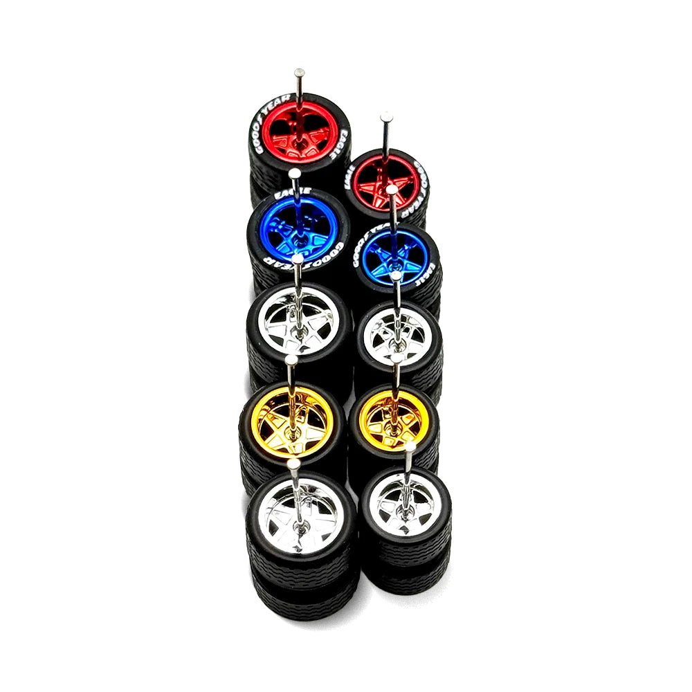 5x Sets Mix 5 Star 10/12mm for Hot Wheels Muscle Cars 1/64 Wheel Kits with Axles