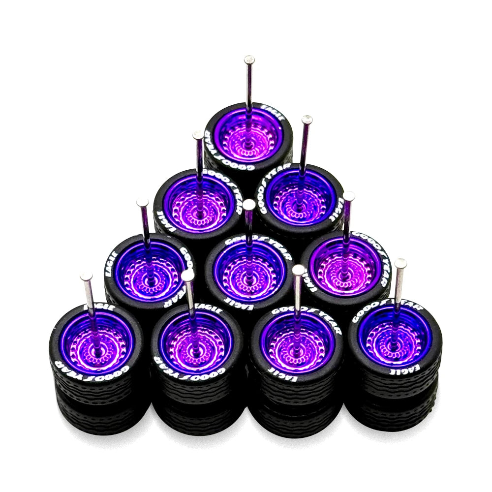 5x Sets Purple Steelie 11mm Regular Axle + Lettered Tire