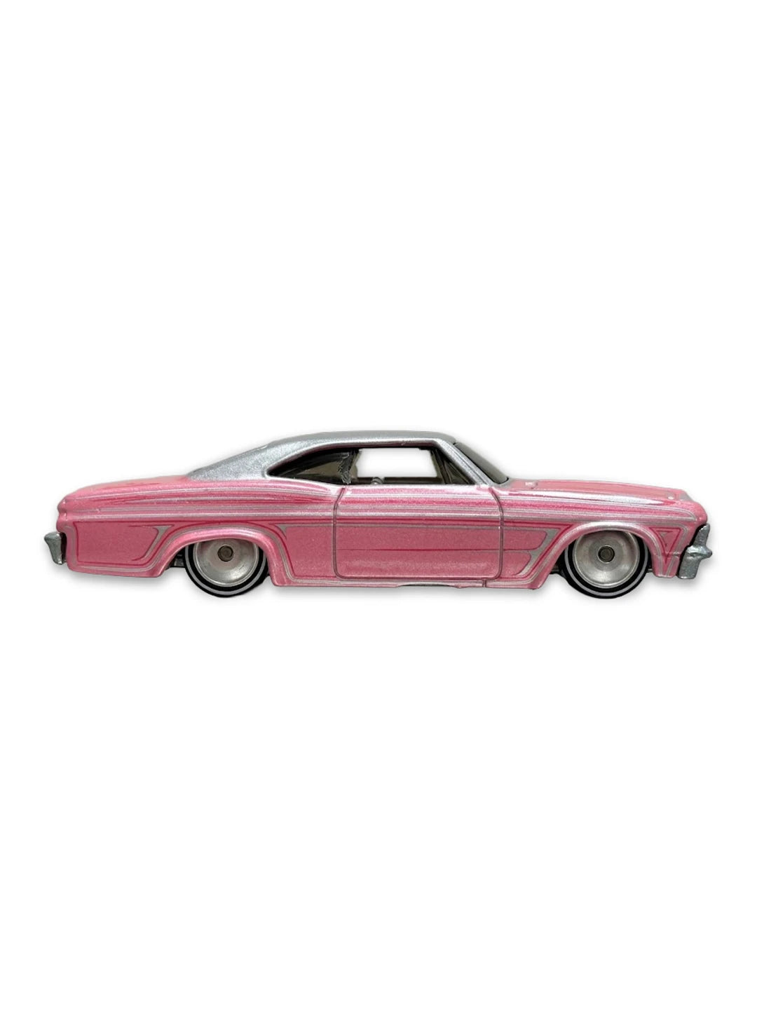 Hot Wheels GM Garage 2011 Chevrolet '65 Chevy Impala 1:64 – Pink With Grey Stripes