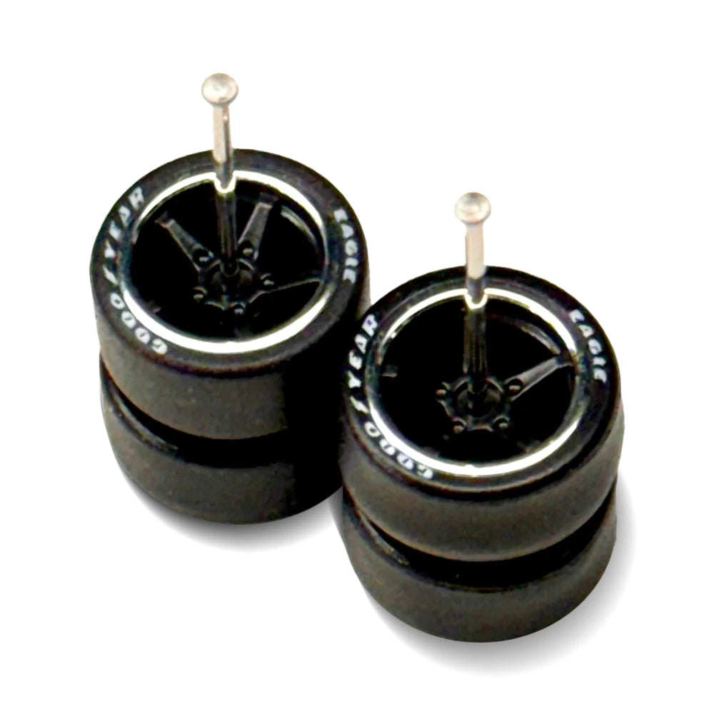 Advan V2 - 11mm / 11mm - Black + Chrome Lip - Lettered Tire JDM Regular Axle